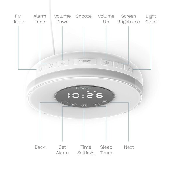 HomeLabs Sunrise Alarm Clock Digital 6 Color LED and ASMR Nature Sound Function - Picture 6 of 7